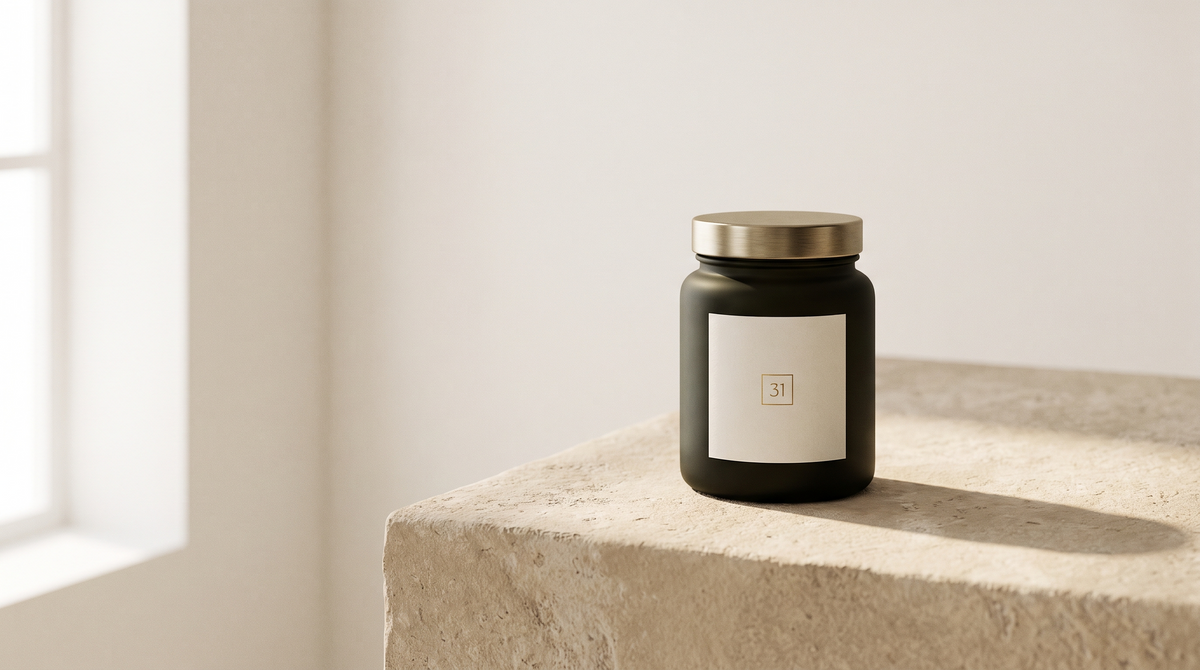 31 Vital jar on a limestone surface in morning light